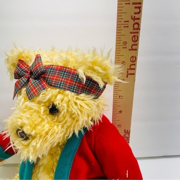 Hallmark Merrily Bear Christmas Plush Stuffed Toy w/ Plaid Head Band/Sucks NWT - Picture 6 of 6